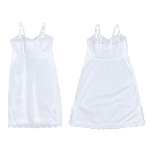 Vintage 50s BARBIZON Contura Tafredda Full Slip Dress Lingerie White Size 15 S/M - Picture 10 of 14
